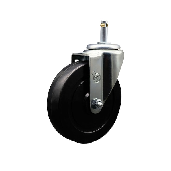 5'' Soft Rubber Wheel Swivel 7/16'' Grip Ring Stem Caster